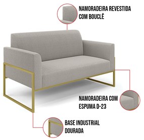 Namoradeira e Poltrona Industrial Alta Dourado Marisa Bouclê Cinza D03 - D'Rossi