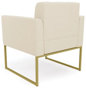 Poltrona Elisa Linho Base Metálica Industrial Dourado - D'Rossi - A19 Bege