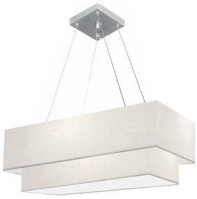 Lustre Pendente Duplo Retangular Vivare Md-4322 Cúpula em Tecido 99x40cm x 80x30cm - Bivolt