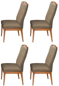 Conjunto 4 Cadeiras Decorativa Lara Aveludado Cappuccino