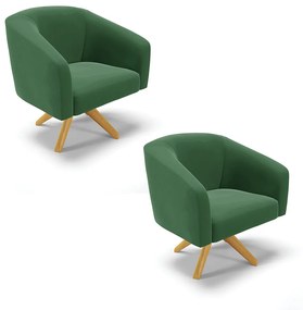 Poltrona Decorativa Giratória MA30 Kit 2 Stella Veludo D03 - D'Rossi - Verde