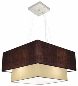 Lustre Pendente Quadrado Café e Bege MJ-4344 Para Mesa de Jantar e Estar