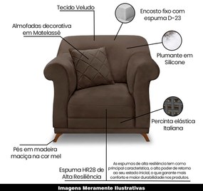 Kit 2 Poltronas Decorativas com 2 Almofadas Armstrong Veludo Marrom G63 - Gran Belo