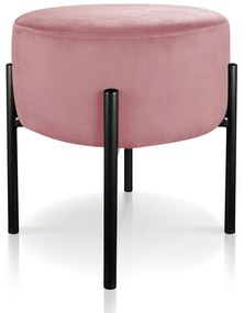 Puff Banqueta Decorativo Industrial Preto Iron Suede D03 - D'Rossi - Rose