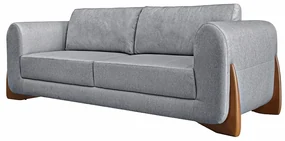 Sofá Decorativo 3 Lugares 200cm Pés em Madeira Buzz Linho Cinza G63 - Gran Belo