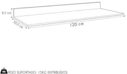 Tampo para Balcão de Cozinha 120cm MDP Cinza - Lumil 