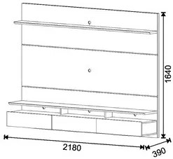 Painel Home Suspenso Para TV Até 65 Pol. Innove I04 LED Freijó/Off Whi