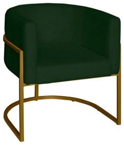 Poltrona Base Industrial Dourado Sala de Estar Lety Veludo Verde S05 - D'Rossi