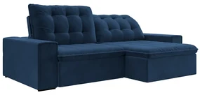 Sofá Retrátil 234 cm Sala de Estar Gabi Suede Azul Marinho G52 - Gran Belo