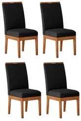 Kit 4 Cadeiras de Jantar Talita N04 Facto Plus Preto/Ipê - Mpozenato
