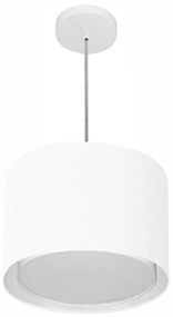 Lustre Pendente Cilíndrico Duplo Md-4285 Cúpula em Tecido 35x30cm Branco - Bivolt