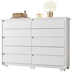 Cômoda para Quarto 10 Gavetas 151cm Duetto Branco - Albatroz