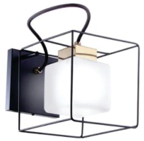 Arandela Aramado Vidro Quadrado 12X17X15Cm Metal E Cubo 01Xg9 |Old Art... (DOURADO FOSCO, FOSCO (BRANCO))