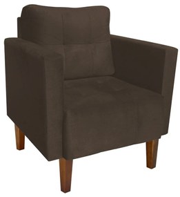 Kit 02 Poltronas Lívia Suede Marrom Pés Chanfrado D'Rossi