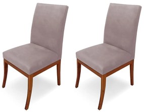Conjunto 2 Cadeiras Raquel para Sala de Jantar Base de Eucalipto Suede Crepe