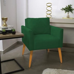 Poltrona Aline Suede Verde Pés Palito Castanho - D'Rossi