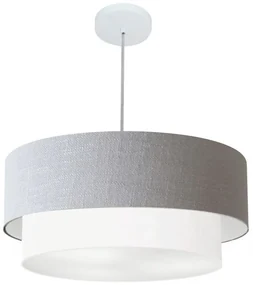 Pendente Cilíndrico Rustico Cinza e Branco MJ-4356 Para Mesa de Jantar e Estar