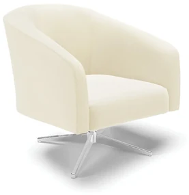 Poltrona Decorativa Giratória Cromada Stella Cotelê Int/Veludo Off White D03 - D'Rossi