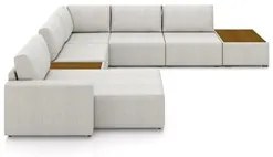 Sofá de Canto Chaise 5 Lugares 347cm Bristol M22 Linho Cru   - Mpozena