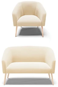 Sofá Namoradeira e Poltrona Pé Palito Natural Stella Suede Bege D03 - D'Rossi
