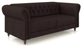 Sofá Living Sala de Estar Stanford Chesterfield 2 Lugares 220cm Pés de Madeira Couro Marrom G58 - Gran Belo