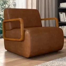 Poltrona Decorativa Orgânica para Sala Belarus Z08 Sintético Marrom -