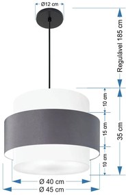 Lustre Para Sala de Jantar Vivare Md-4393 Cúpula em Tecido 45cm