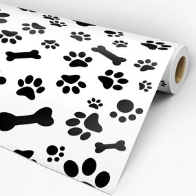Adesivo animal pegadas e ossinho preto e branco