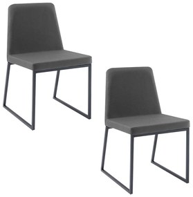 Kit 2 Cadeiras de Jantar Decorativa Base Aço Preto Javé Velosuede Chumbo G17 - Gran Belo