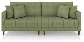 Sofá Living Decorativo Hamburgo Bipartido 2 Lugares 216cm com Almofadas Pés em Madeira Bouclê Verde G33 - Gran Belo