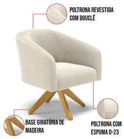 Poltrona Decorativa Giratória MA30 Kit 2 Stella Bouclê Bege D03 - D'Rossi
