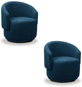 Poltrona Decorativa Orgânica Giratória Kit 2 Névoa Bouclê E03 - D'Rossi - Azul Marinho