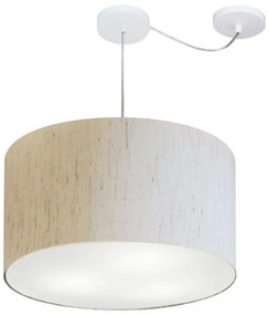Lustre Pendente Cilíndrico Com Desvio de Centro Vivare Md-4167 Cúpula em Tecido 60x30cm - Bivolt