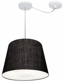Lustre Pendente Cone Com Desvio Md-4280 Cúpula 30/30x40cm Preto - Bivolt