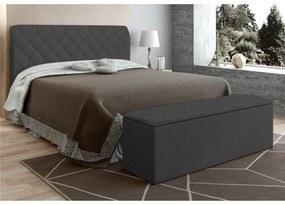 Cabeceira e Calçadeira Paris Cama Box Queen 160 cm Suede Grafite D'Rossi