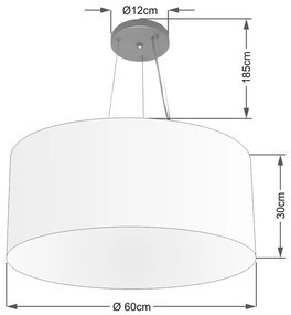 Lustre Pendente Cilíndrico Vivare Md-4074 Cúpula em Tecido 60x30cm - Bivolt