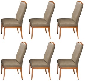 Conjunto 6 Cadeiras Decorativa Lara Aveludado Nude
