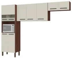 Armário de Cozinha Compacta 251cm Louis Z06 Nogueira/Off - Mpozenato