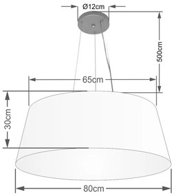 Lustre Pendente Cone Md-4072 Cúpula em Tecido 30/80x65cm Branco - Bivolt