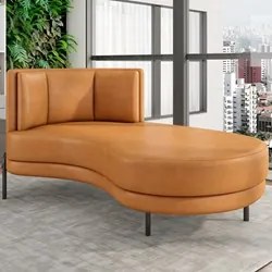 Chaise Longue Divã 164cm Braço Esquerdo Logus D06 Sintético Caramelo -