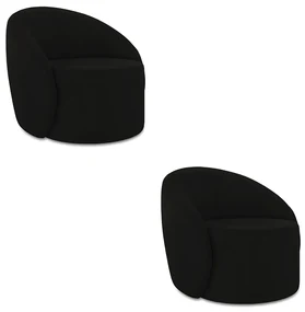 Poltrona Decorativa Orgânica Kit 2 Lua Suede Preto D03 - D'Rossi
