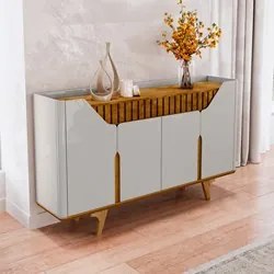 Buffet Aparador 4 Portas 160cm Melissa B02 Off/Naturalle - Mpozenato