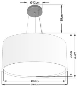 Lustre Pendente Cilíndrico Duplo Vivare Md-4302 Cúpula em Tecido 60x30cm - Bivolt