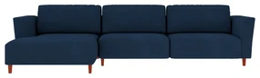 Sofá 350cm com Chaise Esquerda Franz Suede Azul G52 - Gran Belo