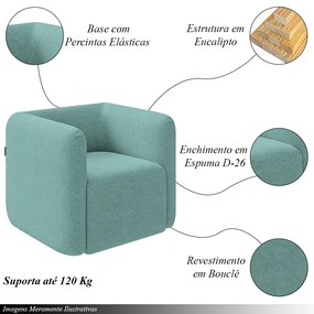 Kit 2 Poltronas Decorativas Sala de Estar Trinidad Base Fixa Bouclê Azul Turquesa G33 - Gran Belo