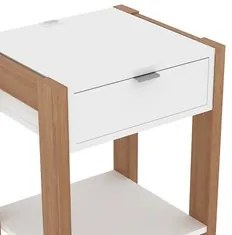 Mesa de Cabeceira 1 Gaveta AZ1016 Amêndoa/Branco - Tecno Mobili