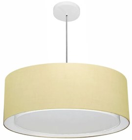 Lustre Pendente Cilíndrico Duplo Vivare Md-4297 Cúpula em Tecido 60x25cm - Bivolt