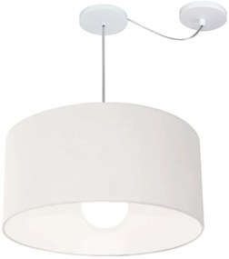 Lustre Pendente Cilíndrico Com Desvio Md-4232 Cúpula em Tecido 55x25cm Branco - Bivolt