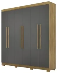 Guarda Roupa Casal 218cm 6 Portas Elegance Nature/Alasca - Vila Rica