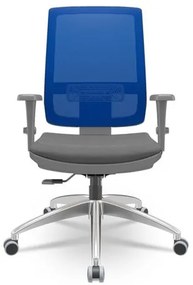 Cadeira Brizza Diretor Grafite Tela Azul Assento Poliester Cinza Base RelaxPlax Aluminio  - 65960 Sun House